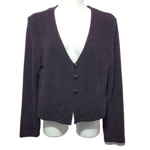 Rabbit Rabbit Rabbit Designs Cardigan 10 Petite Black 3 Button Glitter Top